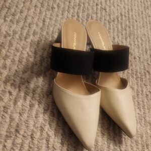 PennyBlack Black and Cream Pointed Mules Size 36